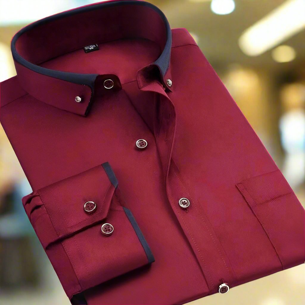 Petr - Camicia classica in cotone con maniche lunghe