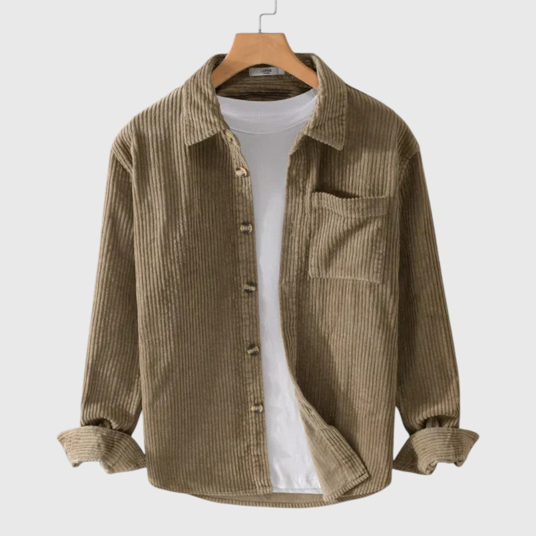 Rafael | Camicia in velluto a coste marrone