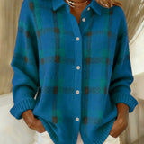 Anna - Maglione retro in lana fatta a mano con contrasto