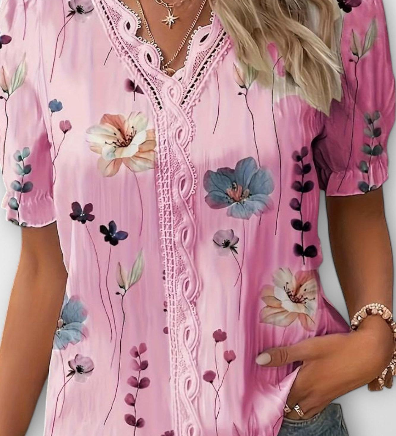 Bruna - Top elegante con scollatura a V a forma di cuore