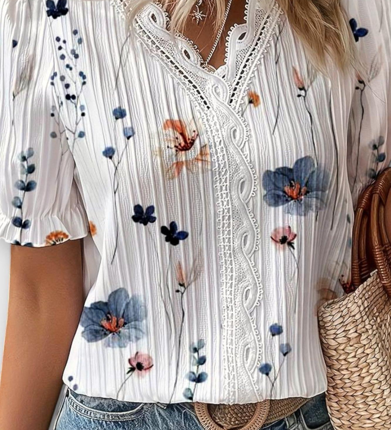 Bruna - Top elegante con scollatura a V a forma di cuore