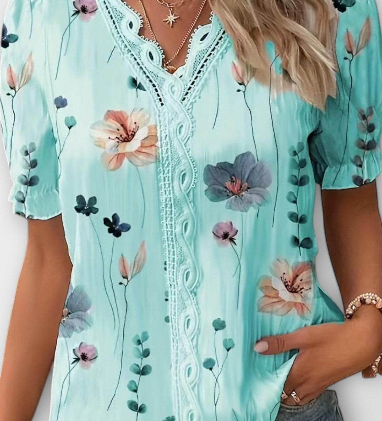 Bruna - Top elegante con scollatura a V a forma di cuore