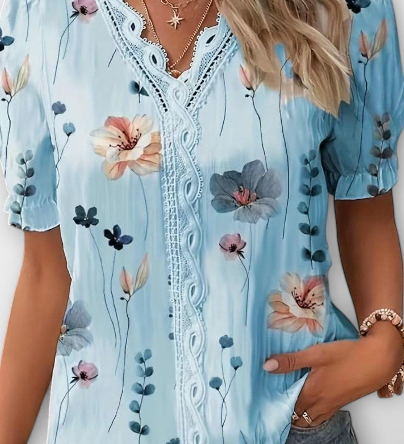 Bruna - Top elegante con scollatura a V a forma di cuore