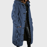 Eliška – Cappotto lungo da donna lavorato a maglia con cappuccio