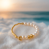 Elegante corona da polso dorata con perle