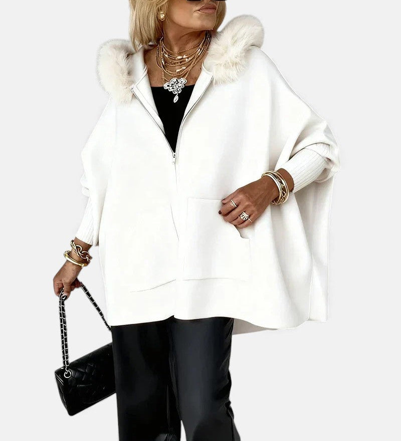 Monika – Cappotto da donna comodo con cappuccio e tasche