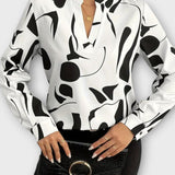 Joana - Blusa elegante a maniche lunghe con scollatura a V
