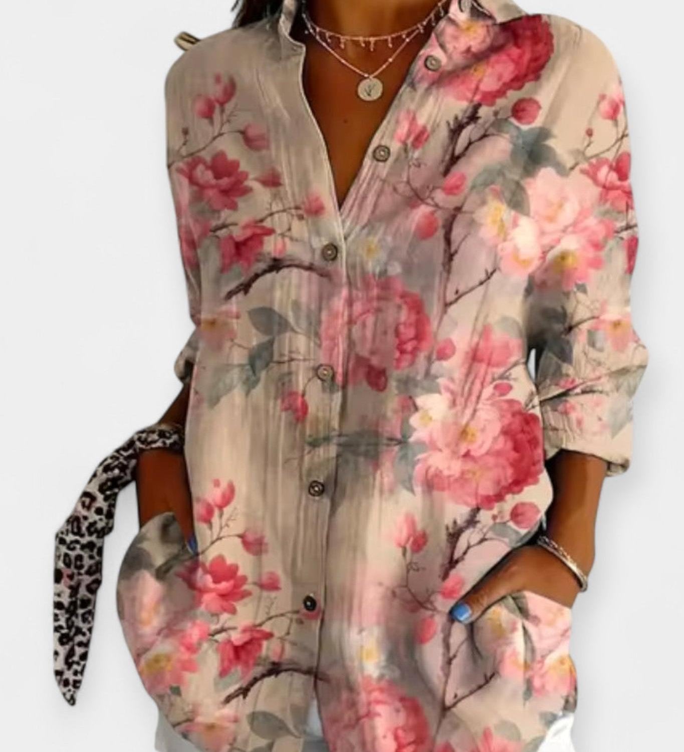 Camicia con bottoni a fantasia floreale