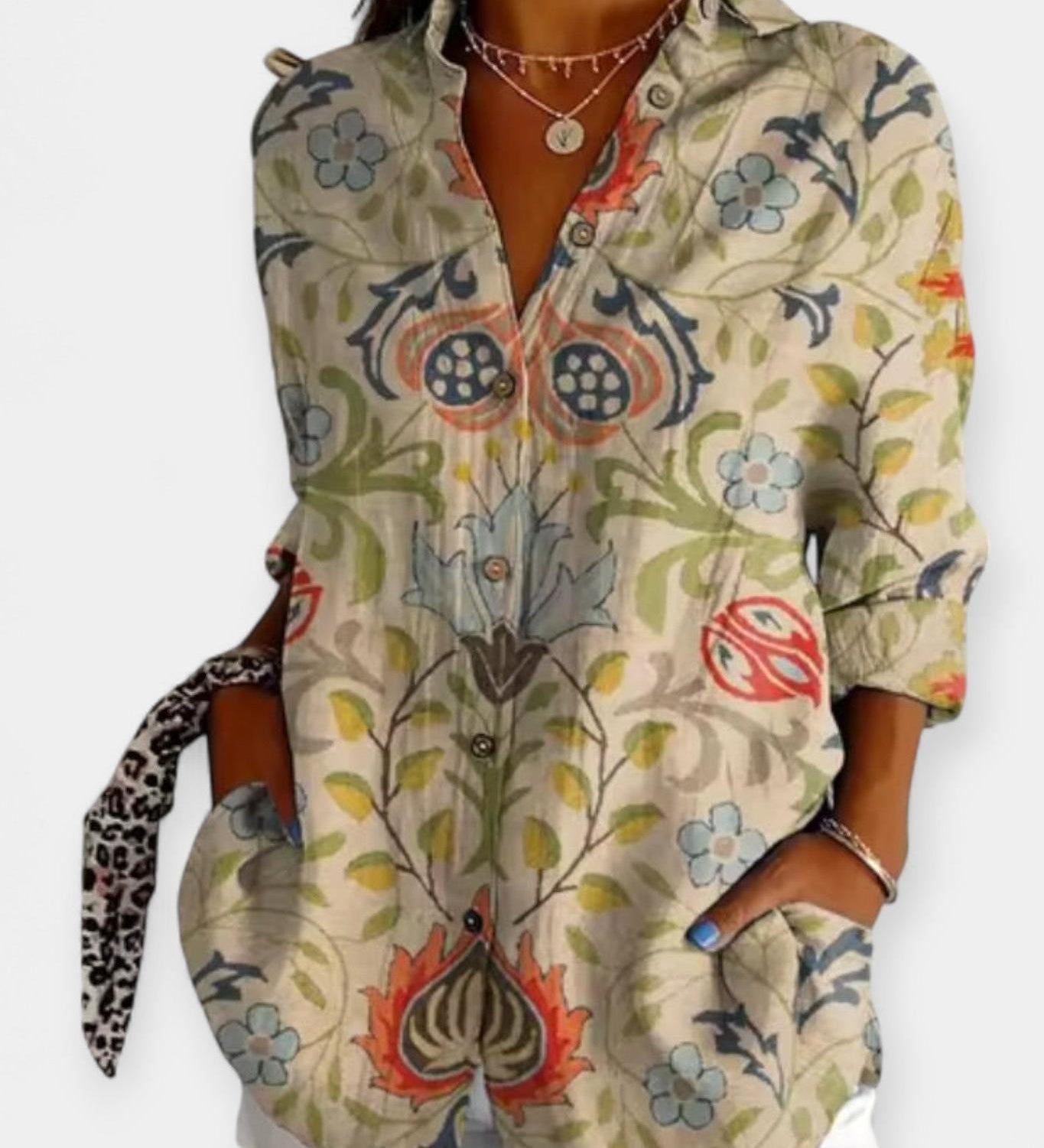Camicia con bottoni a fantasia floreale