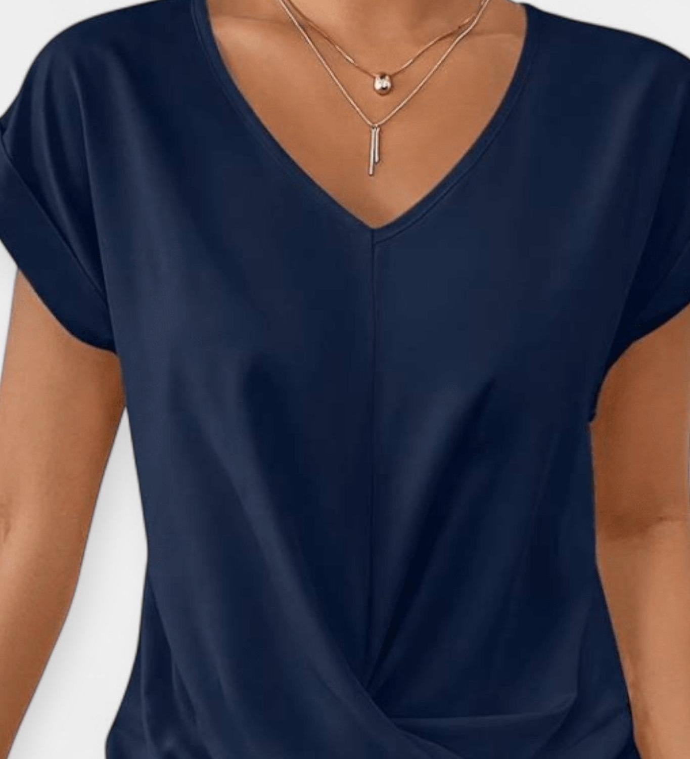 Maglione comodo a maniche corte a forma di V