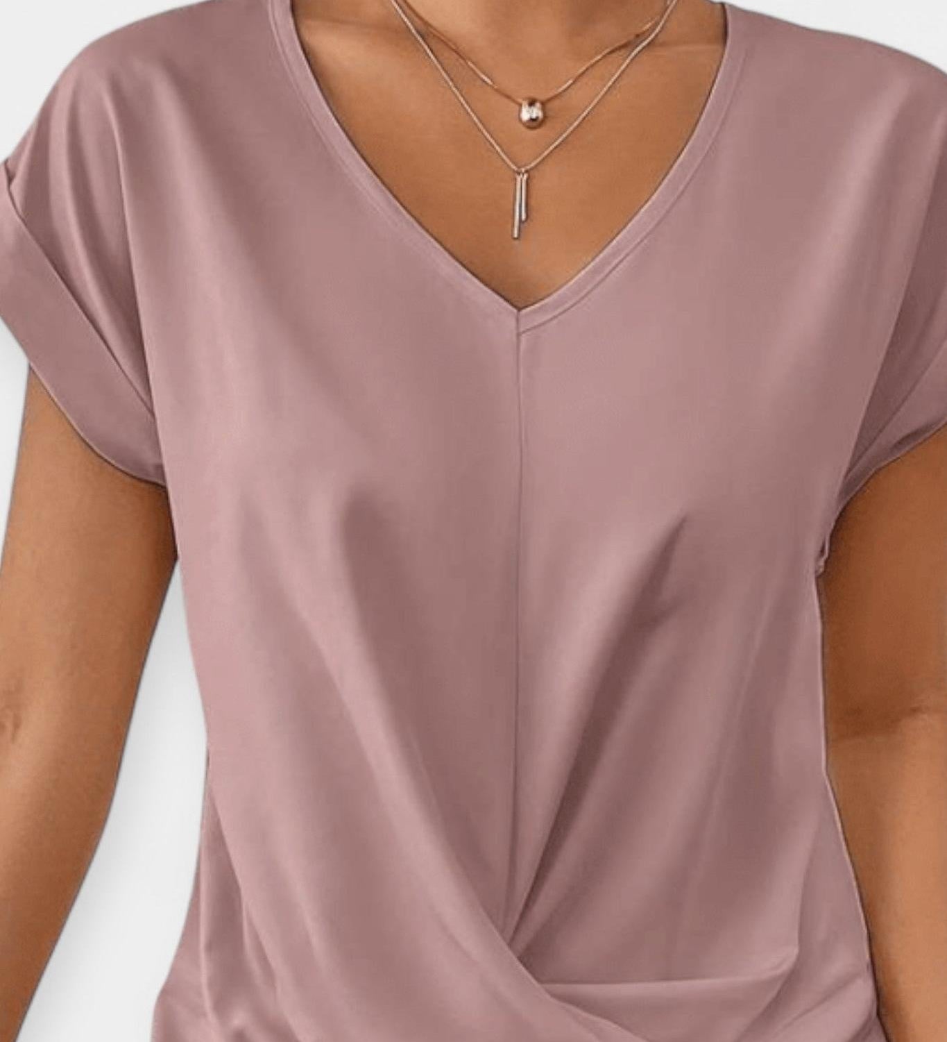 Maglione comodo a maniche corte a forma di V
