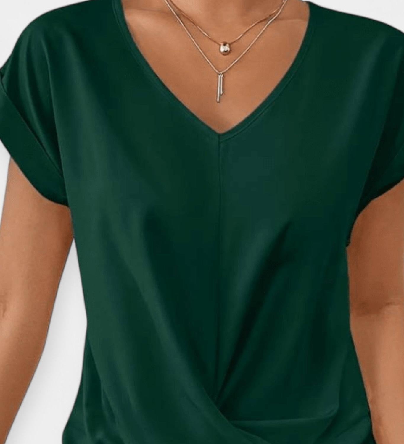 Maglione comodo a maniche corte a forma di V